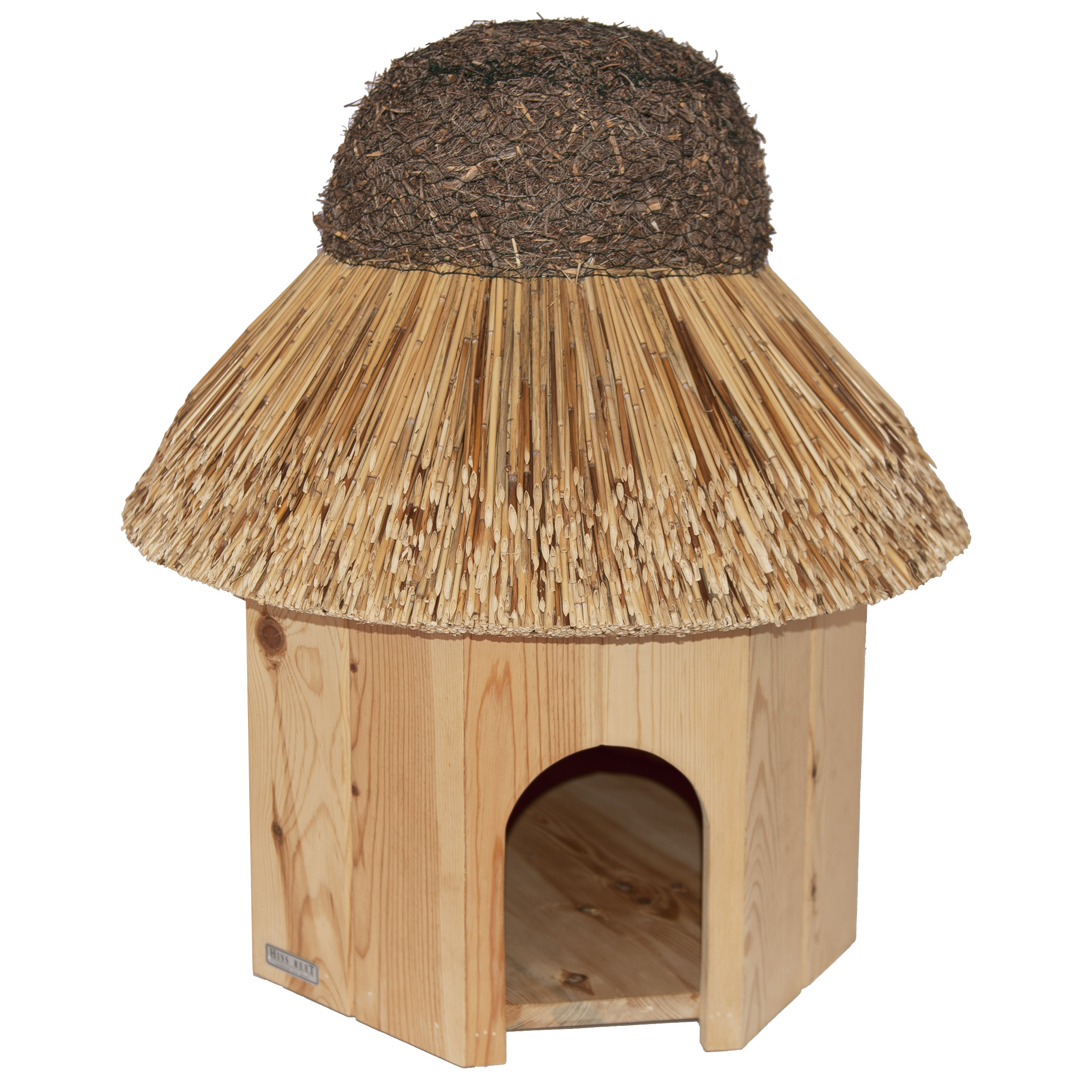 grosses-Entenhaus-aus-Holz-mit-Reetdach-Vorderansicht Entenhaus Entenhütte mit Reetdach Dach aus Reet